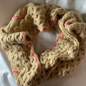 Staring at Stars chunky knit infinity scarf with neon pink stitching
